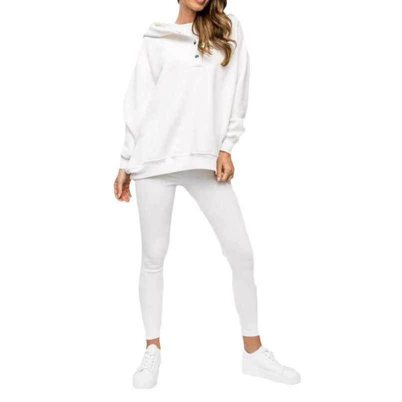 2024 Amazon cross-border women's sports casual hooded sweatshirt thickened threaded slim vest pants three-piece set