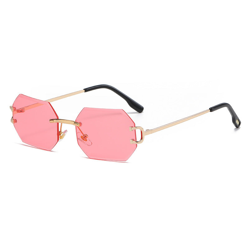 9205 octagonal frameless trimmed fashion sunglasses for women 2021 new European and American cross-border street shooting ins trendy sunglasses