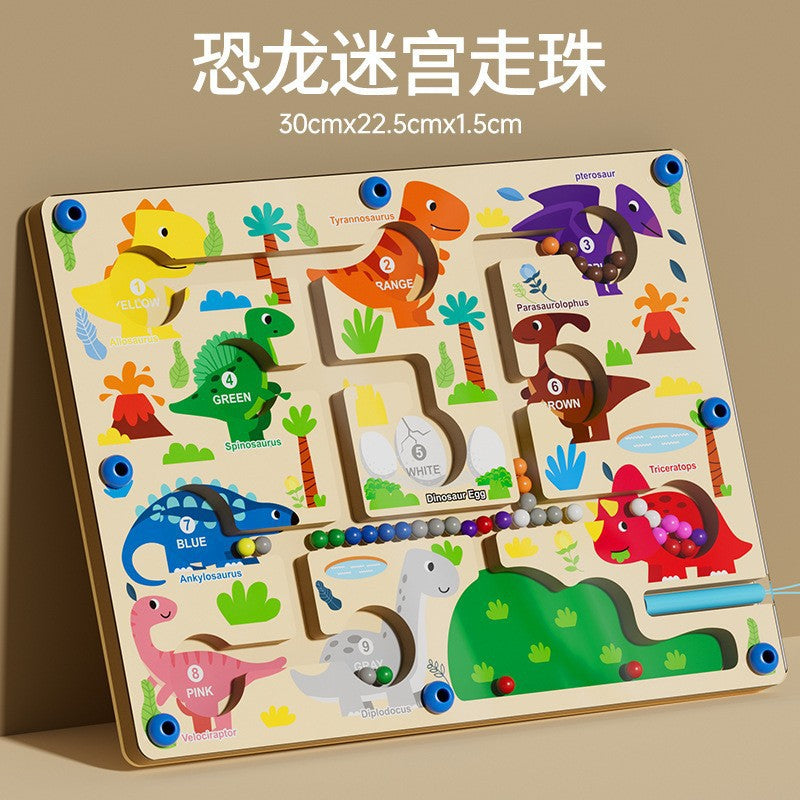 Wooden children's magnetic pen cognitive early education maze digital color classification counting board ball educational toys