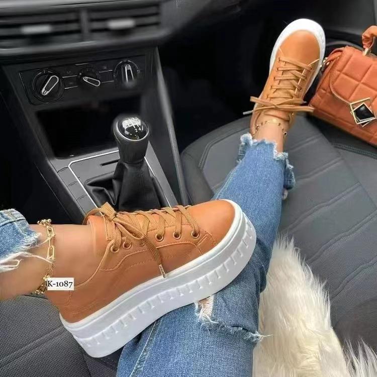 Wish cross-border large size foreign trade shoes women's thick-soled lace-up casual flat shoes women's shoes Korean style trendy couple shoes wholesale