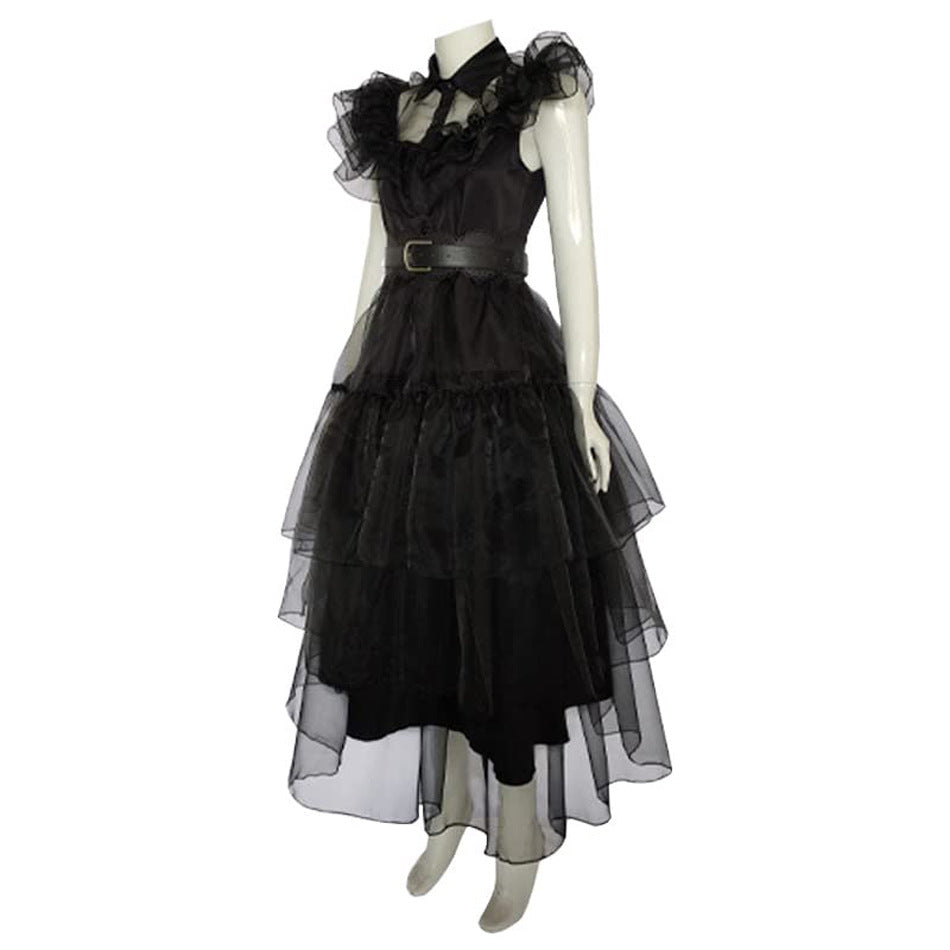 Addams family wednesday same style black dress cosplay dress amazon hot sale