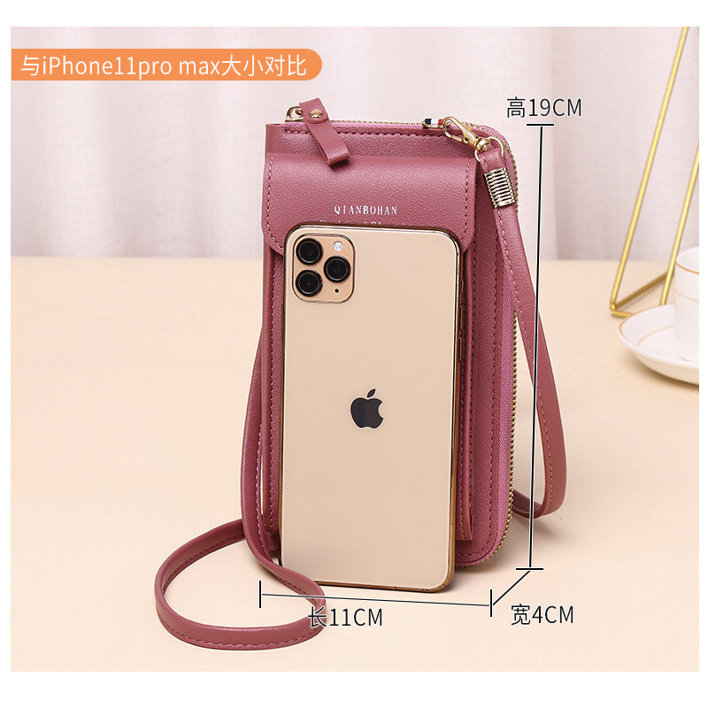 2023 new women's crossbody mobile phone bag wholesale large capacity multi-function solid color fashion simple shoulder small bag