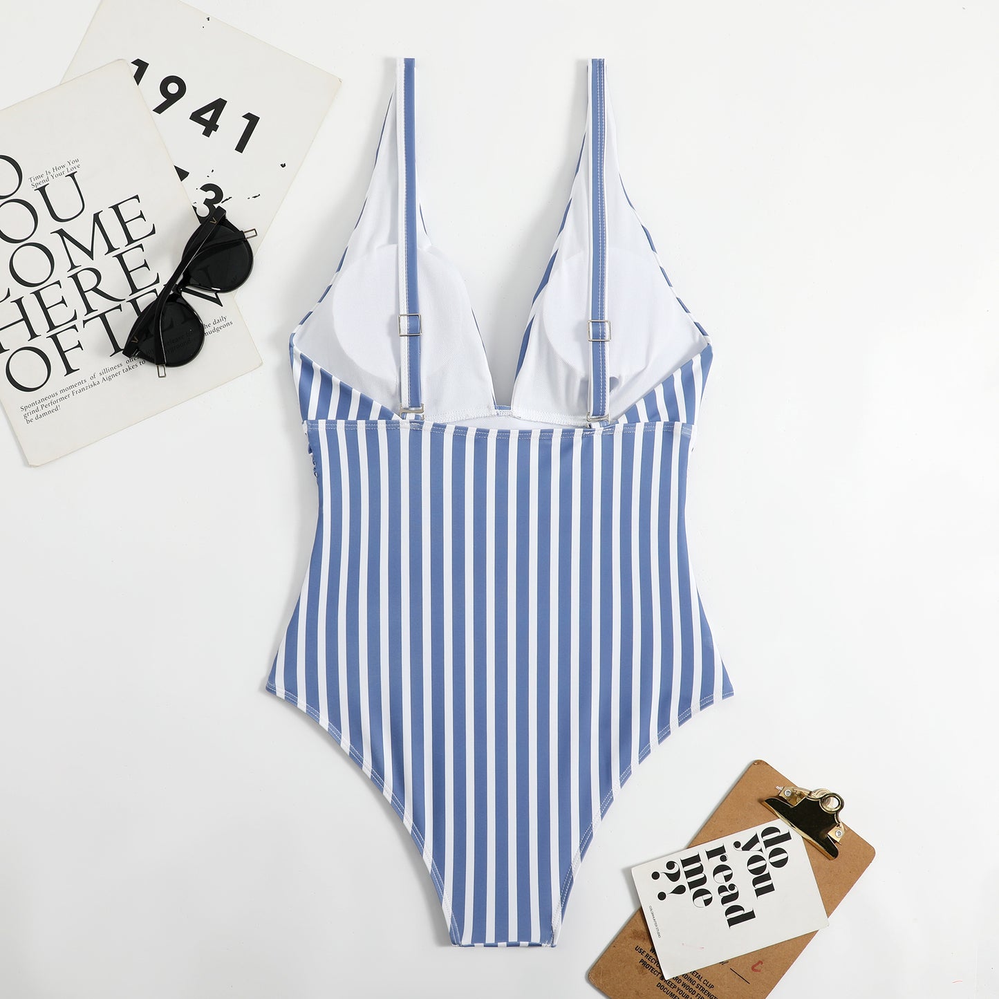 2023 new one-piece European and American export swimsuit women's striped cross-border Amazon one-piece dropshipping big breast seaside swimsuit