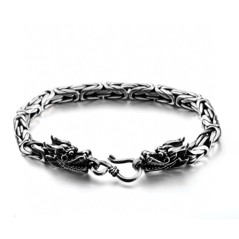 Yinjia Silver Jewelry S925 Silver Dragon Head Peace Pattern Trendy Men's Bracelet Fashionable and Domineering One Piece Dropshipping