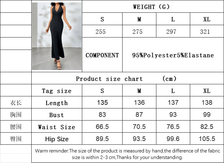 2024 Amazon European and American cross-border sexy backless party long skirt temperament elegant party V-neck halter dress