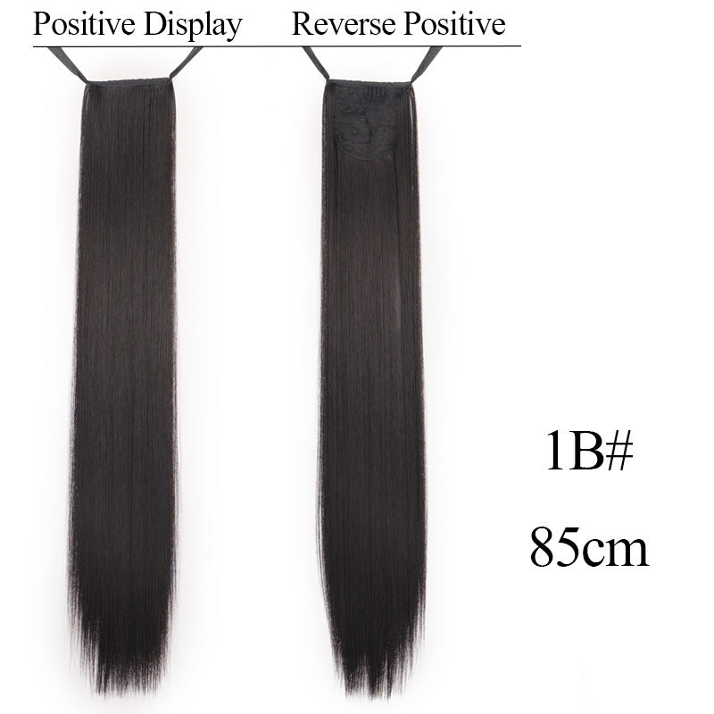 32 inches long straight hair foreign trade high temperature wig ponytail hair extension female long hair tie strap ponytail braid wig piece