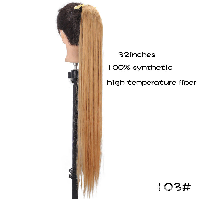 32 inches long straight hair foreign trade high temperature wig ponytail hair extension female long hair tie strap ponytail braid wig piece