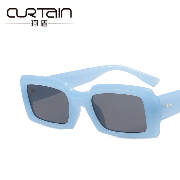 2022 new small frame rice nail sunglasses jelly color net red ins fashion square sunglasses cross-border sunglasses