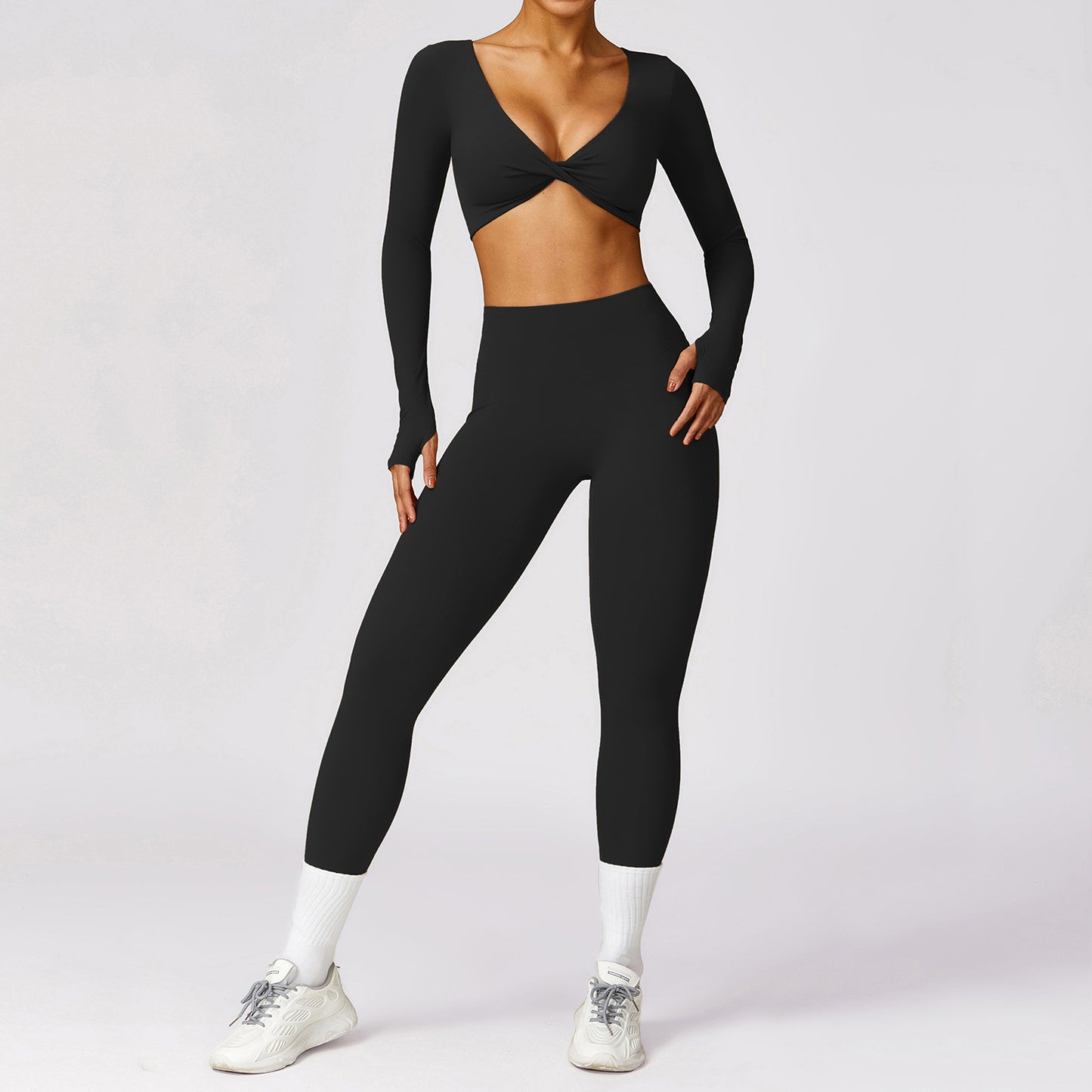 Zechuang sanded long-sleeved yoga suit sexy outerwear tight sports suit quick-drying running fitness clothes 8552