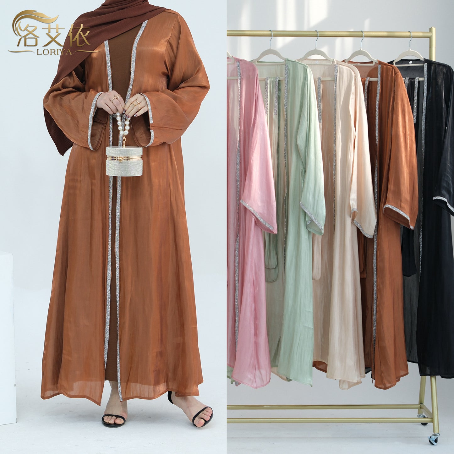 2024Loriya AliExpress Amazon Dubai Turkey Daily Solid Color Bordered Robe Cardigan LR699