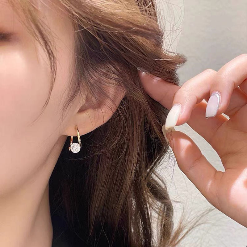 Zircon earrings women's 2022 new cold style earrings earrings ins style high-value earrings earrings