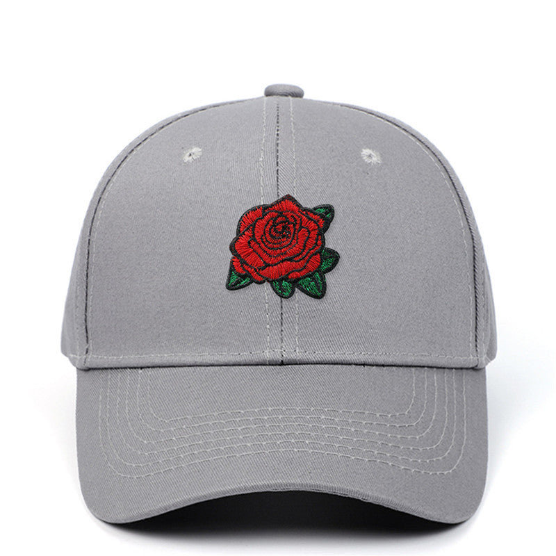 Amazon AliExpress New Rose Embroidered Baseball Cap Pure Cotton Hard Top Baseball Cap Outdoor Leisure Sun Hat