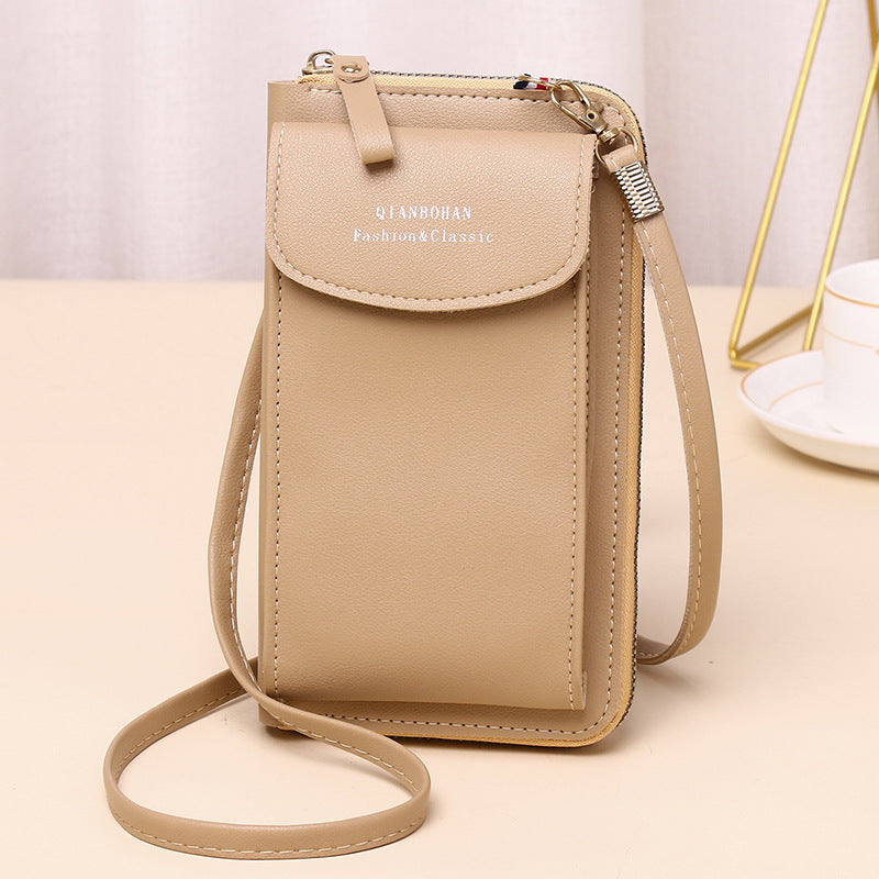 2023 new women's crossbody mobile phone bag wholesale large capacity multi-function solid color fashion simple shoulder small bag