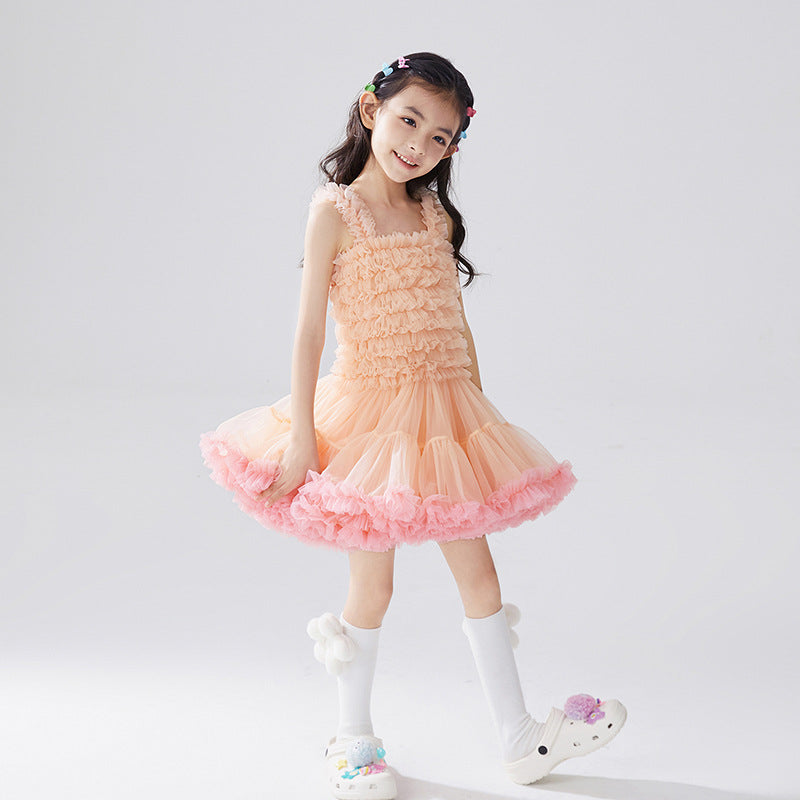 2024 new children's clothing dress girls tutu dress suspenders tutu skirt children's mesh princess skirt performance clothing