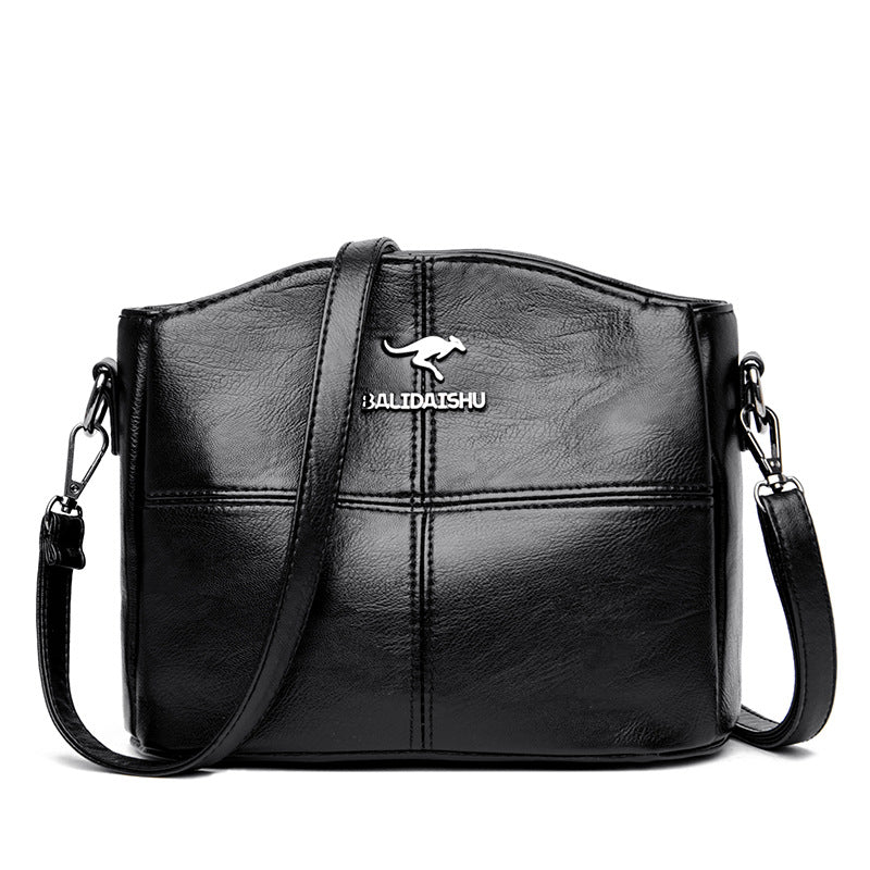 2024 new cross-border Korean version of the shoulder bag soft leather versatile large capacity embroidery middle-aged lady mother messenger bag