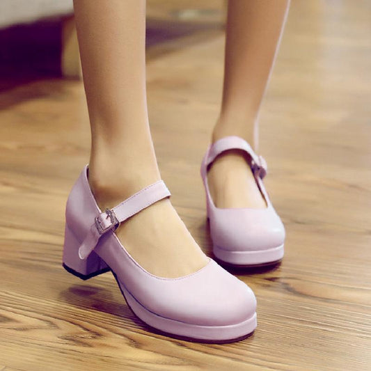 2022 new small leather shoes spring and autumn thick bottom Japanese Mary Jane cute round toe women's single shoes size code 30-48