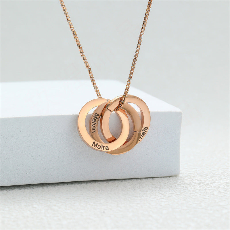 [One piece custom] Stainless steel English letter ring pendant necklace with 18K gold plated name necklace