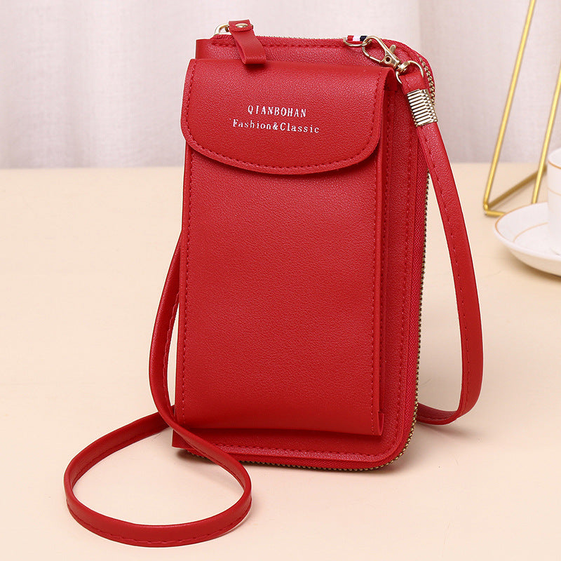 2023 new women's crossbody mobile phone bag wholesale large capacity multi-function solid color fashion simple shoulder small bag