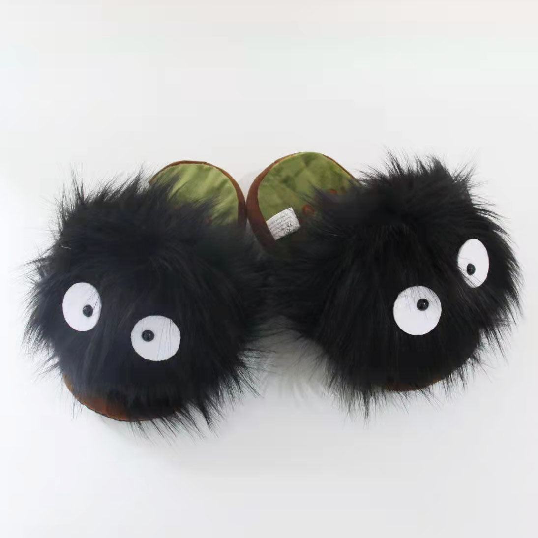 Winter cartoon coal briquettes plush slippers black charcoal long hair animation home boy personality floor cotton mop