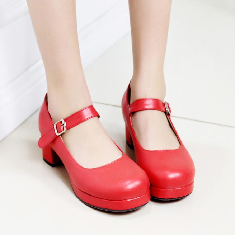 2022 new small leather shoes spring and autumn thick bottom Japanese Mary Jane cute round toe women's single shoes size code 30-48