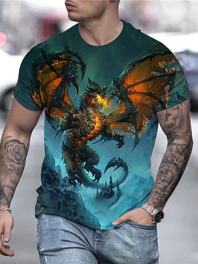 2023 new men's clothing casual digital printing trend T-shirt cross-border horror face digital printing 3DT T-shirt