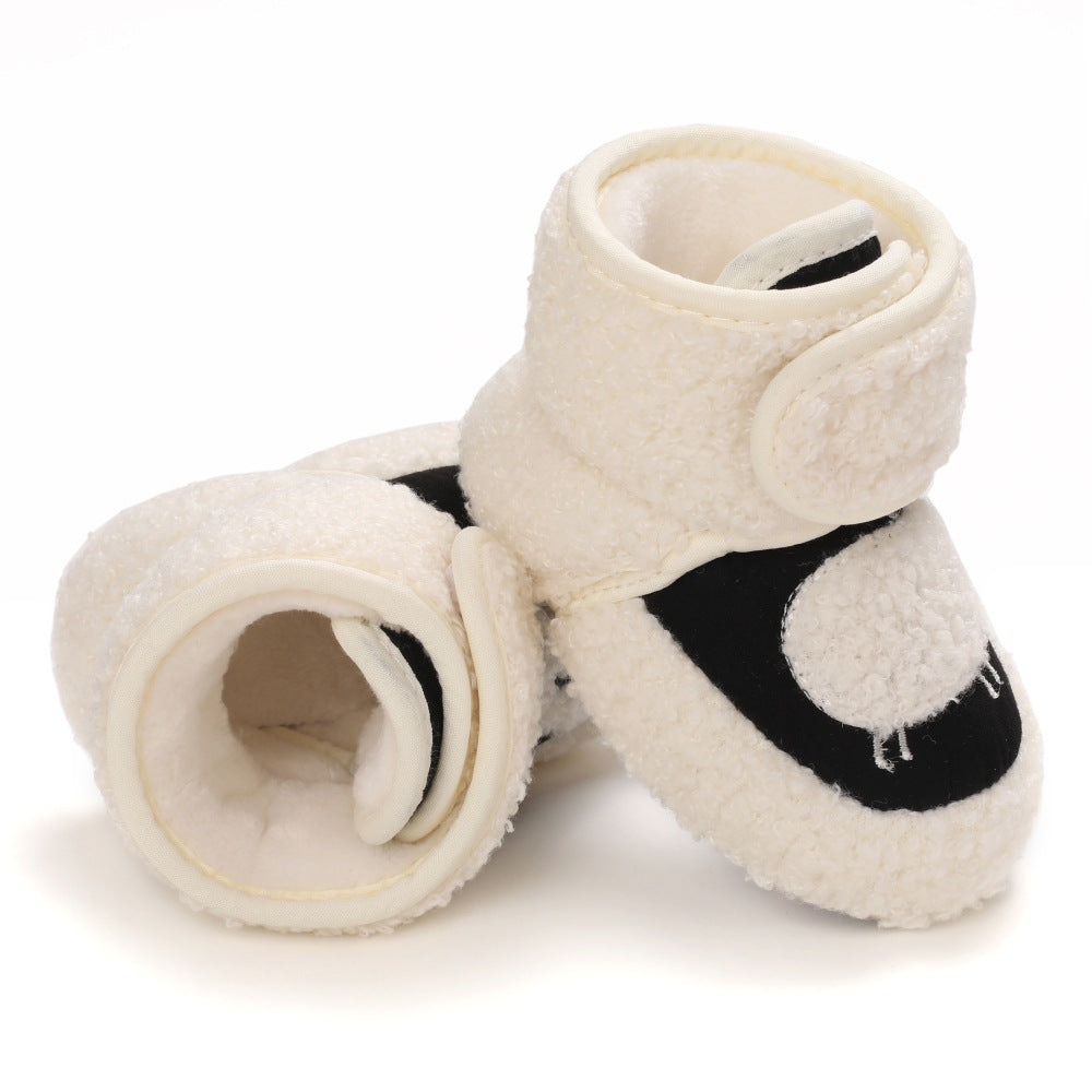 Winter baby shoes plus velvet and thickened baby cotton shoes winter high-top infant Korean style toddler shoes one-year-old baby boots