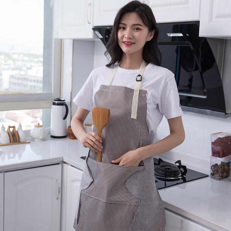 Wipeable hand apron kitchen household waterproof and oil-proof women's apron cute fashion adult men and women cooking overalls