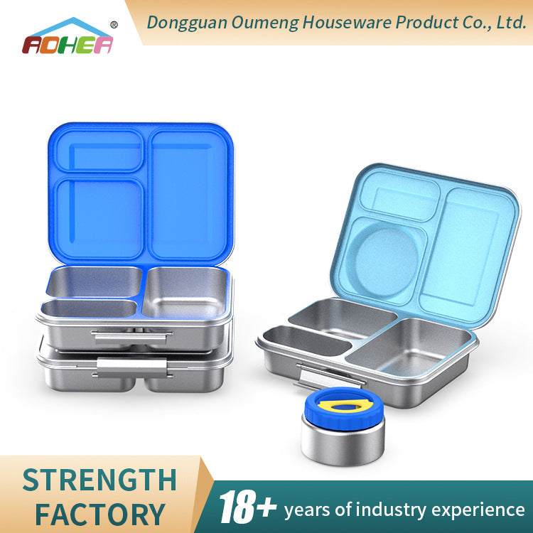 304 stainless steel compartment lunch box, office white-collar lunch box, student canteen lunch box