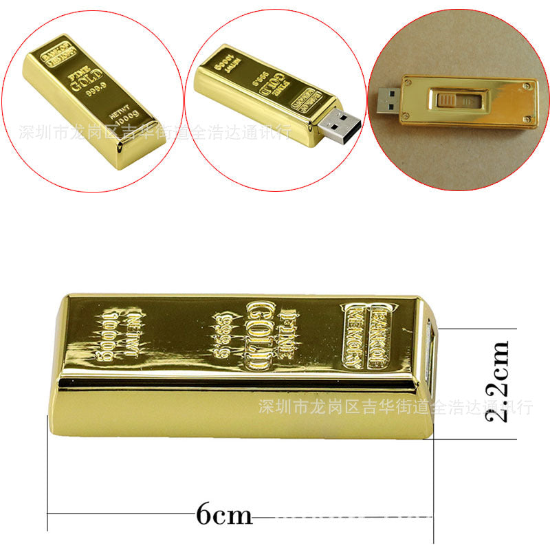 3.0 Gold Bar USB Flash Drive Gold Brick Creative Simulation Gold 64g Corporate Business Personalized Gold Gift USB Flash Drive 8G