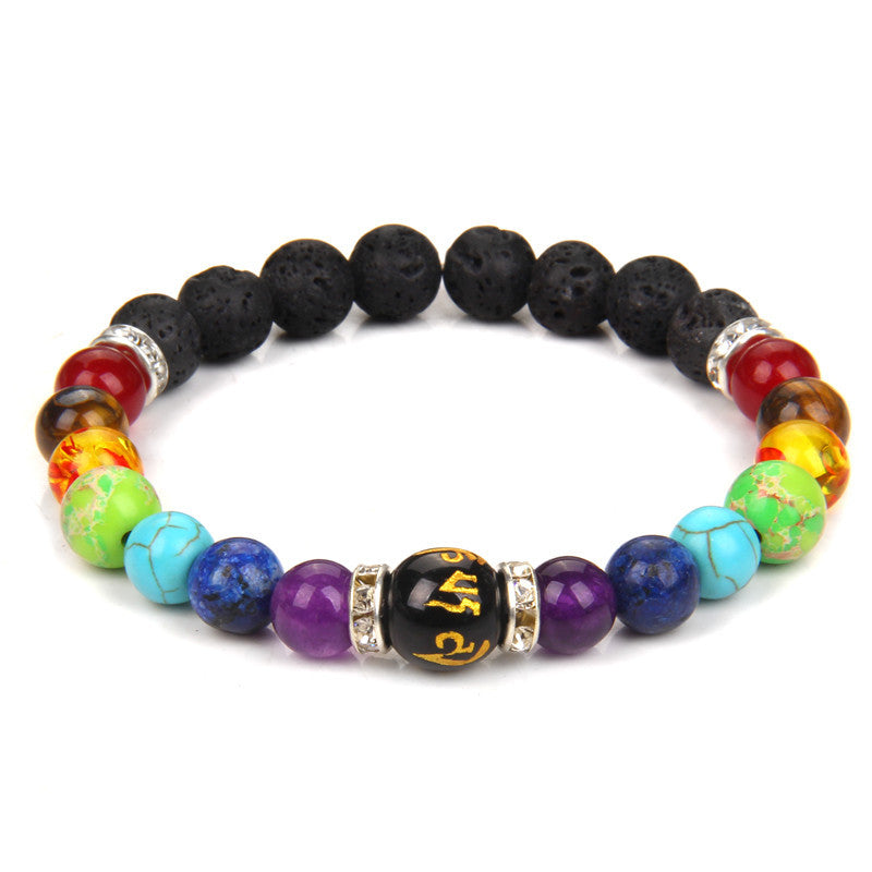 7 Chakra Yoga Fitness Meditation Proverbs Bracelet Women Cross-border Hot Sale Natural Stone Crystal Bracelet Women