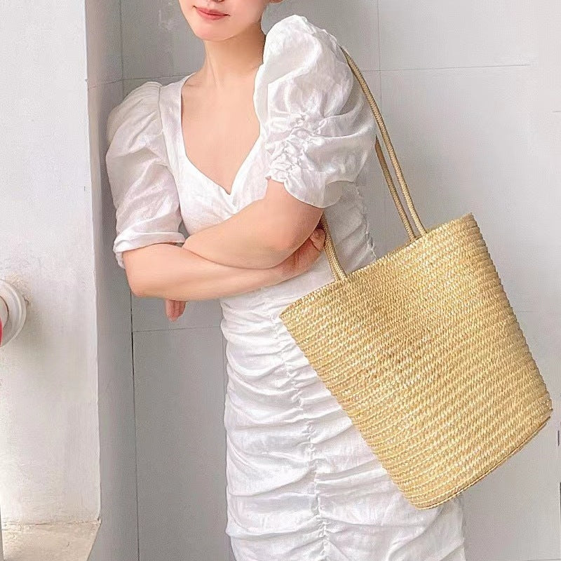 2024 Summer Bag New Manufacturer One Piece Straw Bag Women's Bag Shoulder Bag Large Capacity Woven Bag Beach Bag