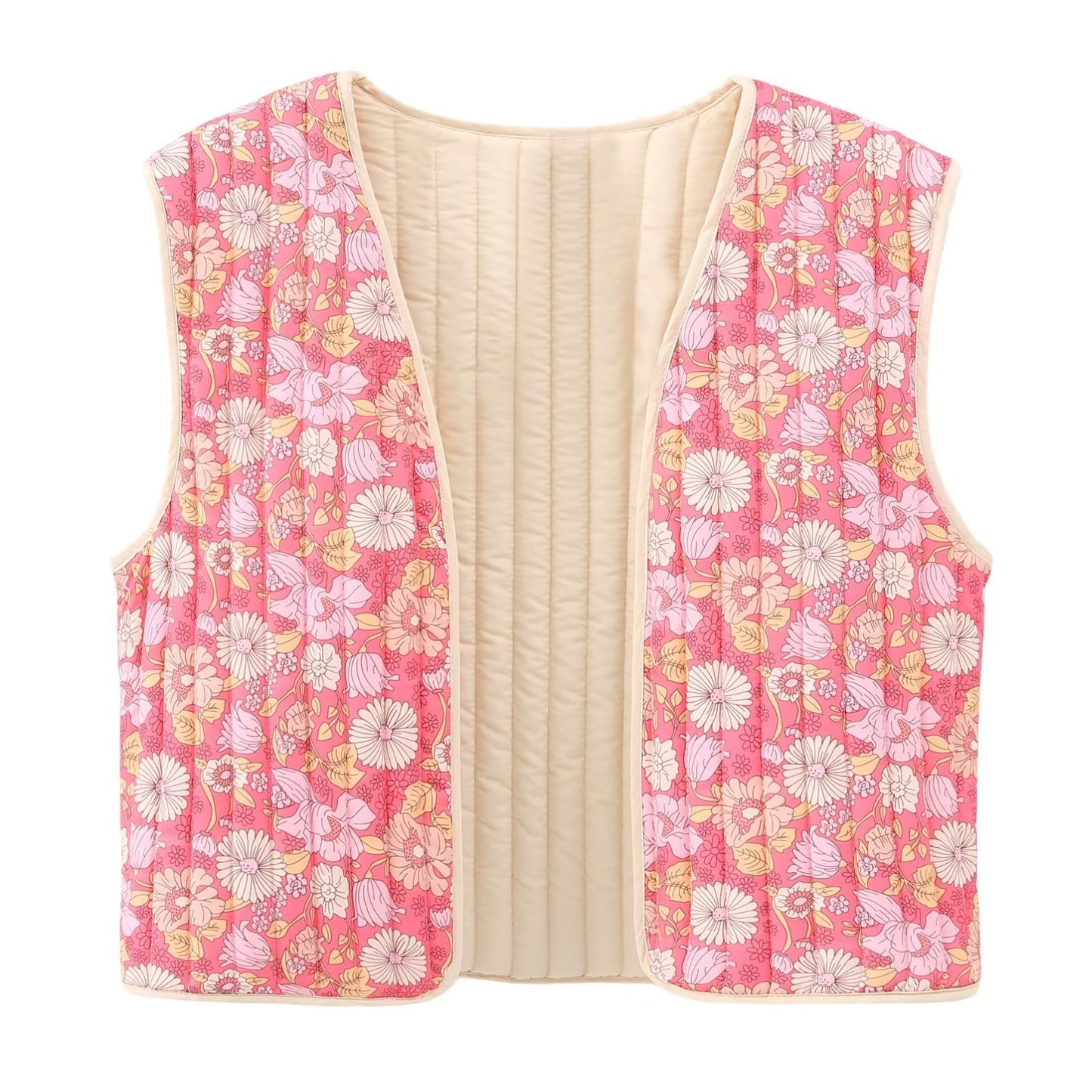 ZARY cross-border wholesale women's clothing 2023 autumn European and American flower print sleeveless vest cotton vest women's tops