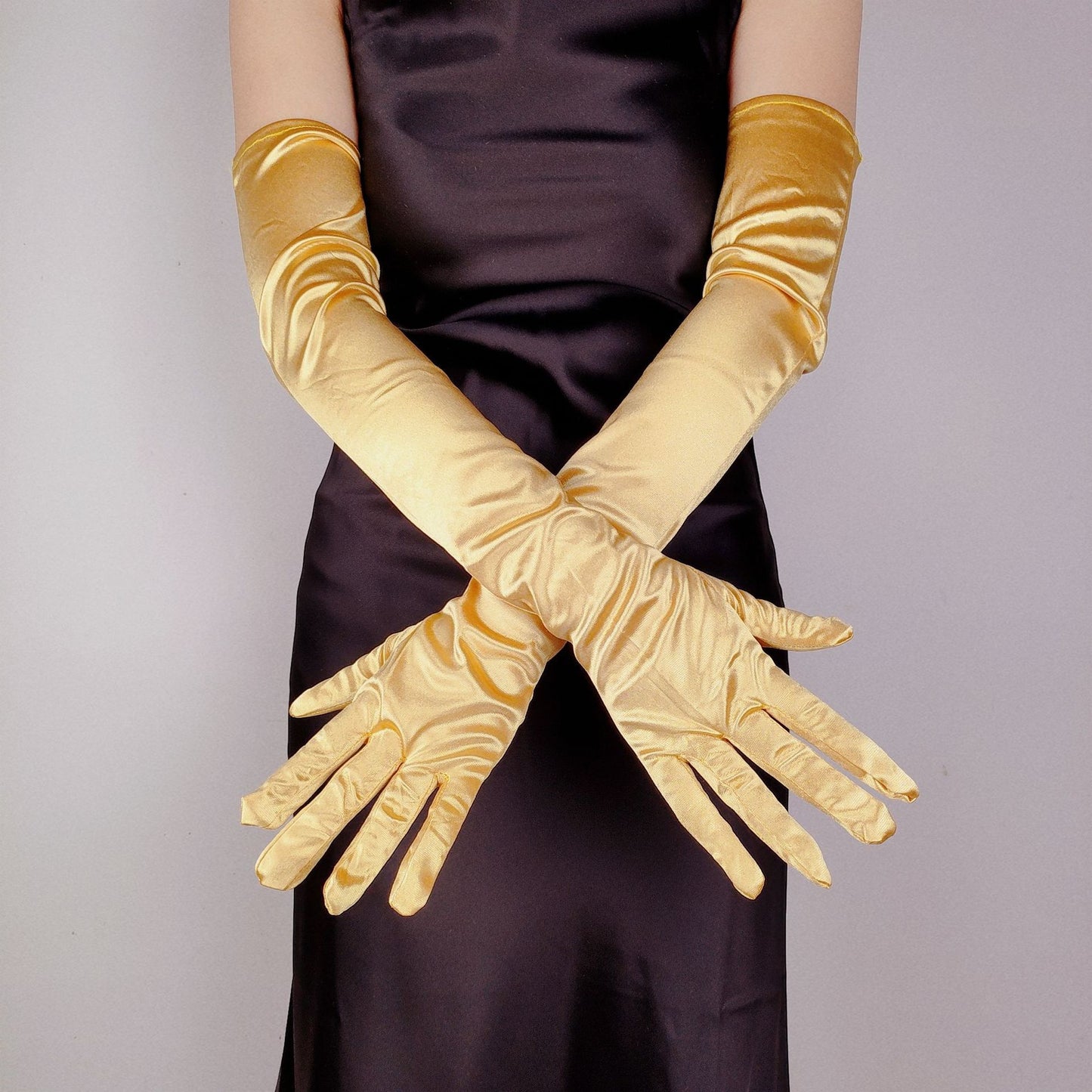 55CM long satin elastic satin gloves retro dress wedding photo accessories cosplay ladies gloves