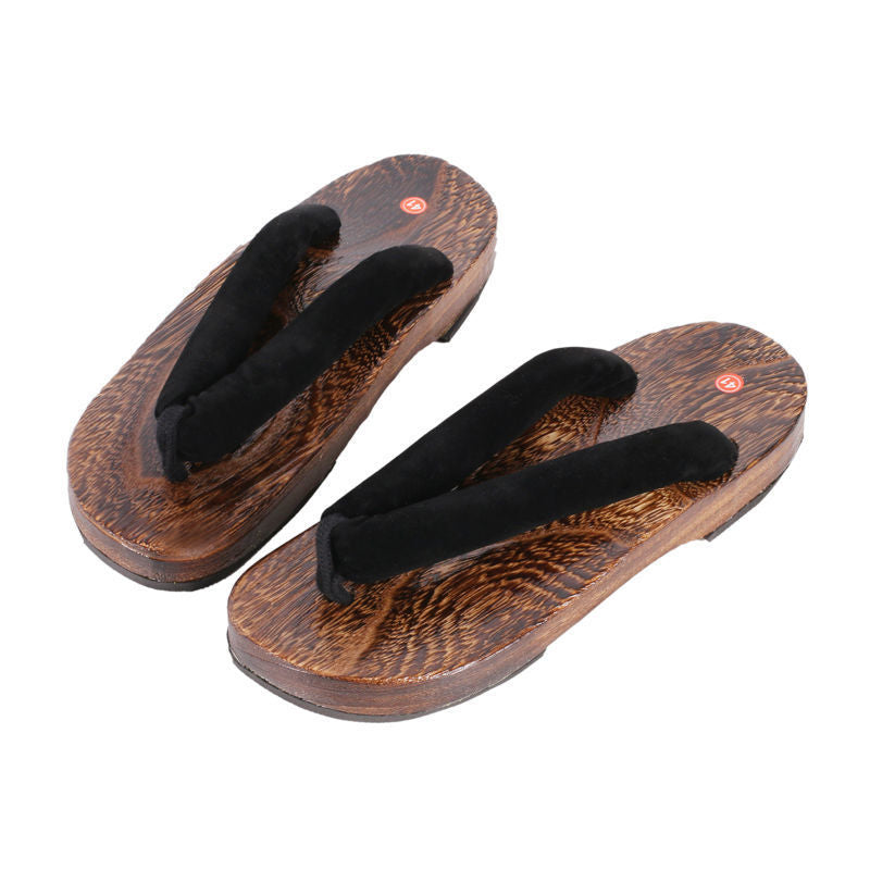 WZXSK exports Japanese men's clogs slippers pure handmade herringbone Chinese style wooden slippers Japanese men's home summer