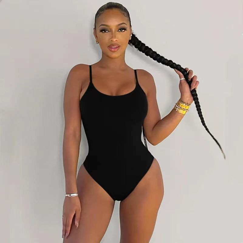 2023 European and American new tight-fitting strappy one-piece swimsuit Amazon sexy belly-covering thin bikini