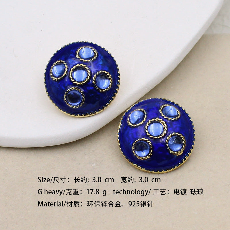 1-50 Qingdao medieval earrings sunflower enamel pearl earrings French court style net red earrings wholesale female