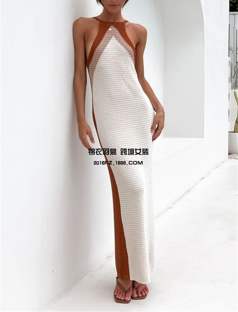 2024 summer new European and American foreign trade Amazon hot-selling long knitted skirt spliced bikini large size beach skirt