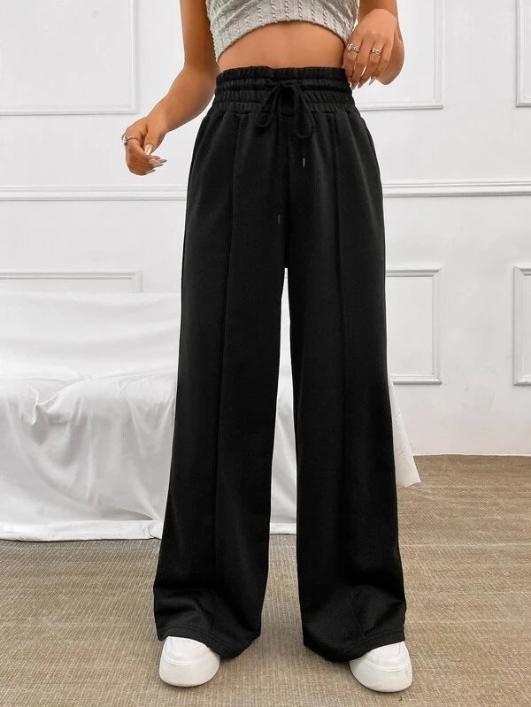 2023 spring and summer foreign trade women's clothing European and American style commuting all-match casual trousers comfortable loose high-waisted wide-leg sweatpants tide