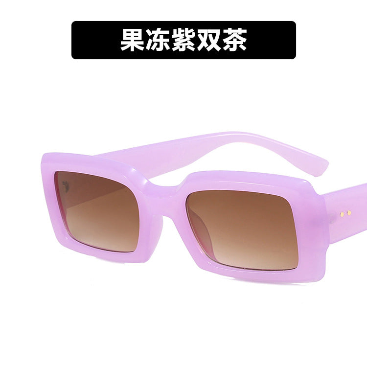 2022 new small frame rice nail sunglasses jelly color net red ins fashion square sunglasses cross-border sunglasses