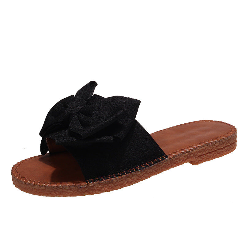 2023 new thick-soled sandals and slippers women wear bowknot non-slip indoor cute muffin beach word summer