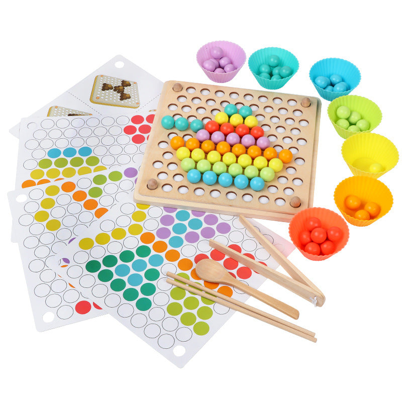 Wooden children's bead puzzle game clip clip fun training baby eating hand-eye coordination early childhood education toys