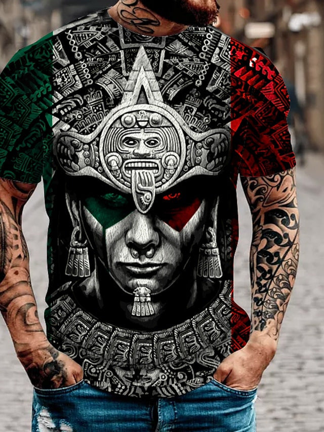 2023 new men's clothing casual digital printing trend T-shirt cross-border horror face digital printing 3DT T-shirt