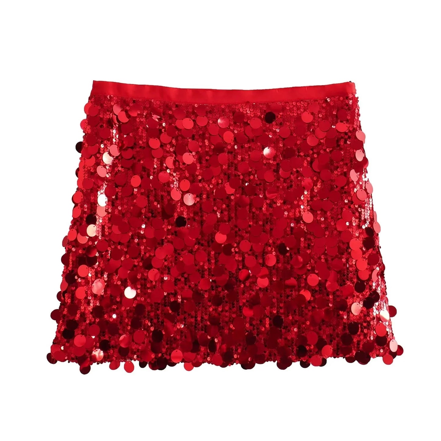 2023 Winter New European and American Style Sexy A-line Skirt High Waist Hip-wrapped Sequined Mini Skirt Women