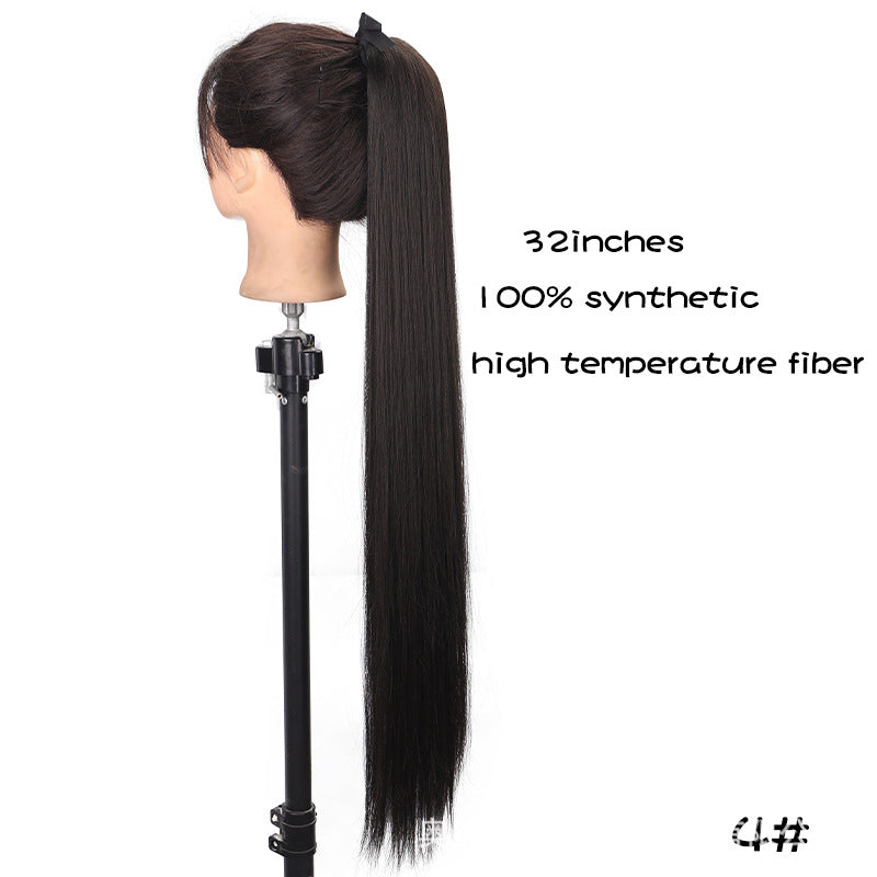 32 inches long straight hair foreign trade high temperature wig ponytail hair extension female long hair tie strap ponytail braid wig piece