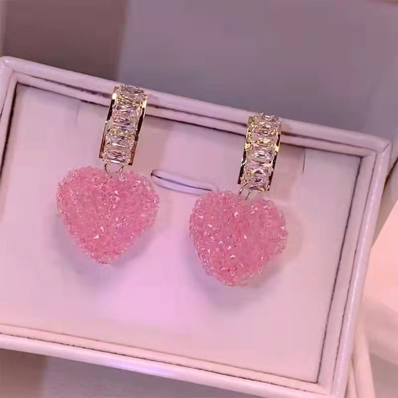 2022 Japan and South Korea new hot selling ins fresh sugar fudge heart earrings women's heart-shaped stud earrings fashion earrings