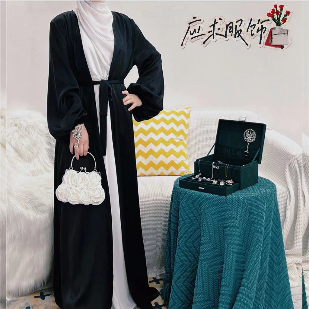 22 Dubai Middle East Muslim women's dress women's cross-border Arabic puff sleeve texture cardigan robe