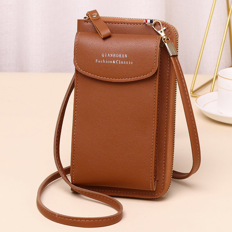 2023 new women's crossbody mobile phone bag wholesale large capacity multi-function solid color fashion simple shoulder small bag