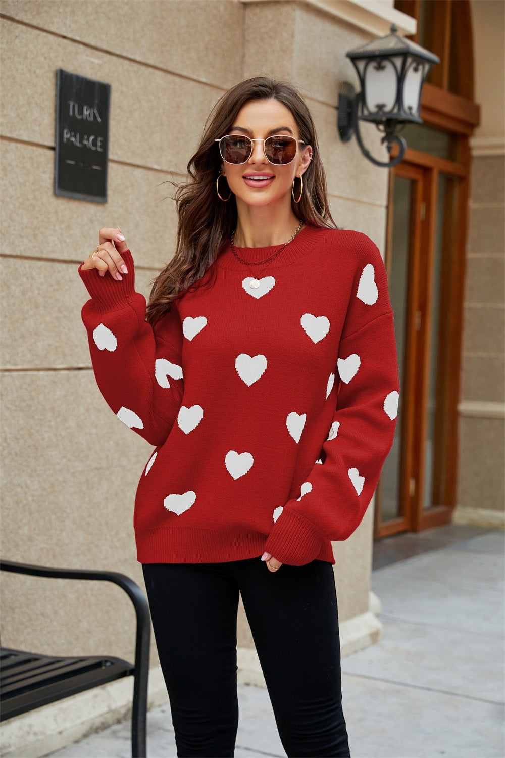 2023 Winter European and American New Valentine's Day Love Pullover Women's Sweater Women's Large Size Loose Cross-Border Sweater Women