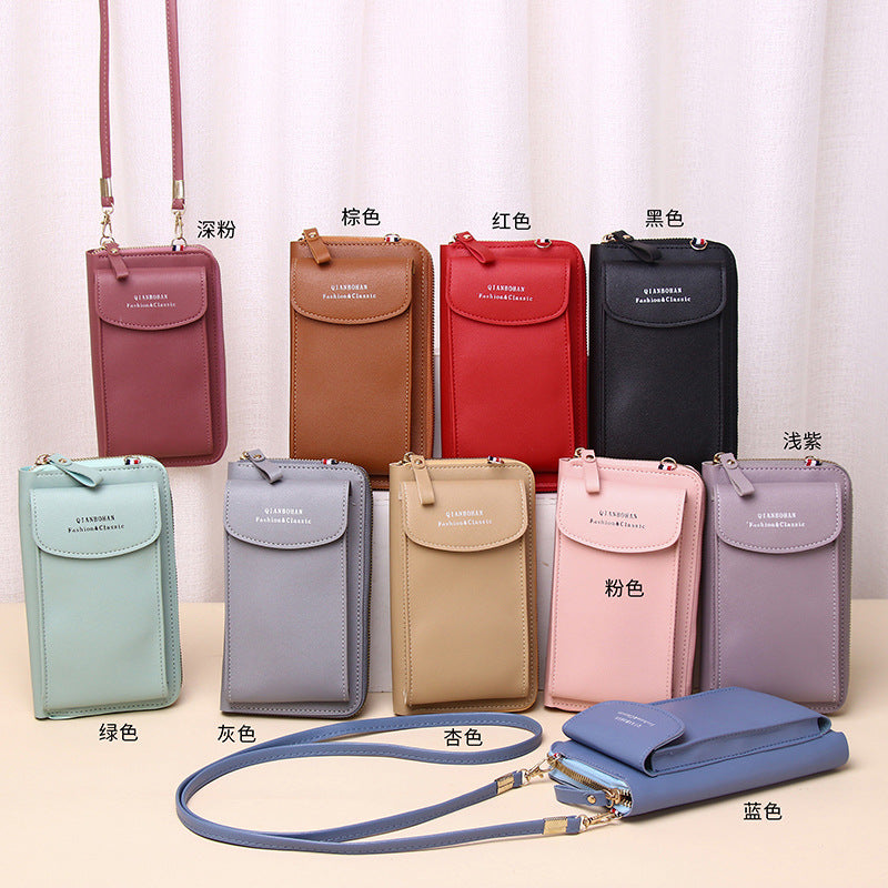 2023 new women's crossbody mobile phone bag wholesale large capacity multi-function solid color fashion simple shoulder small bag