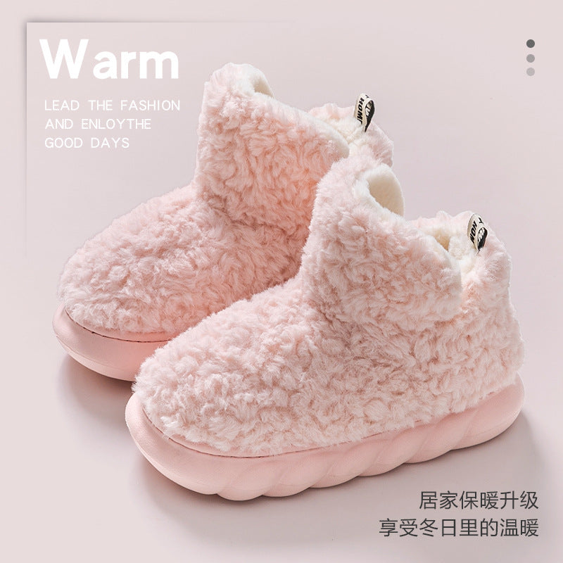 Women's thick-soled snow boots that feel like stepping on shit, winter home use, warm confinement, plus velvet and thick anti-slip cotton shoes for women's outer wear